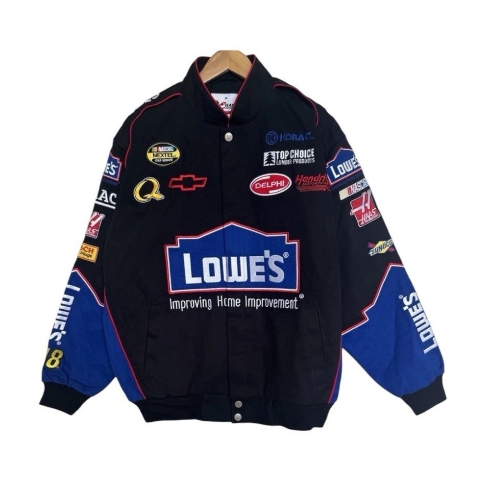 NEW JH Design Nascar Lowe's Jimmie Johnson Racing Jacket Snap Men's Medium Black